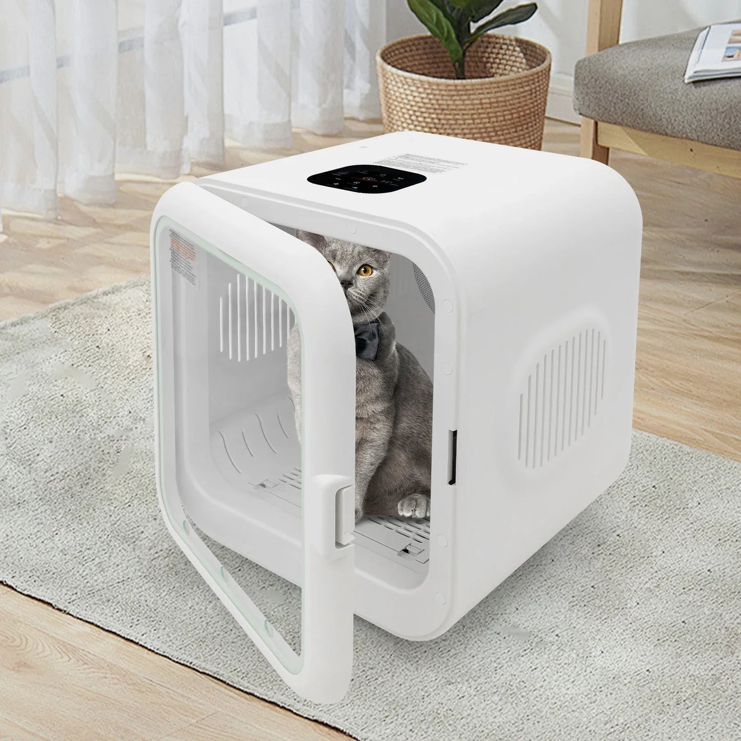 Professional Pet Dryer Box, 800W Adjustable Temperature (71-113°F) for Dogs/Cats, 35dB Quiet Operation, Fits Pets Up to 22lbs
