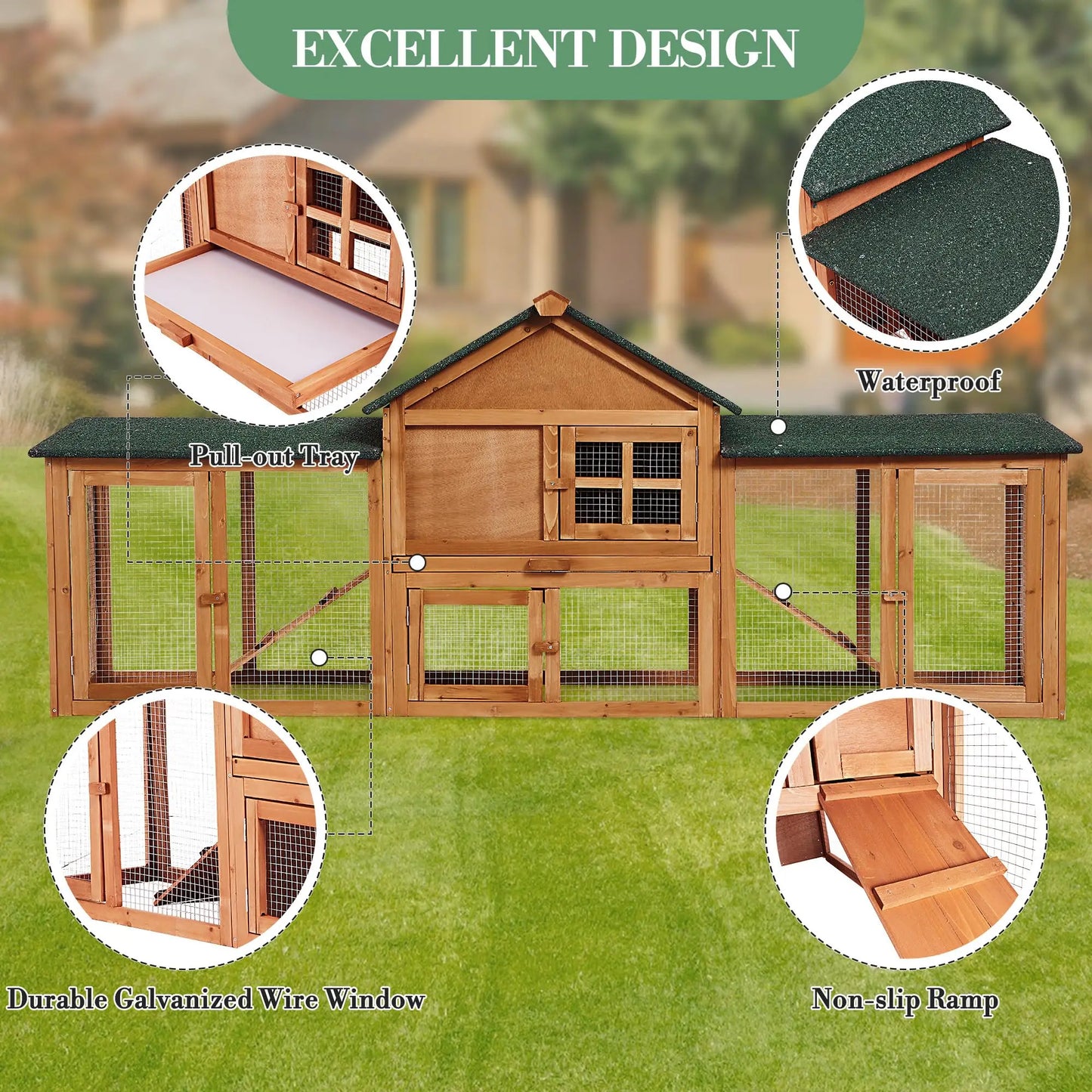 DishyKooker 2-Story Bunny Hutch With Double Runs And Ramp