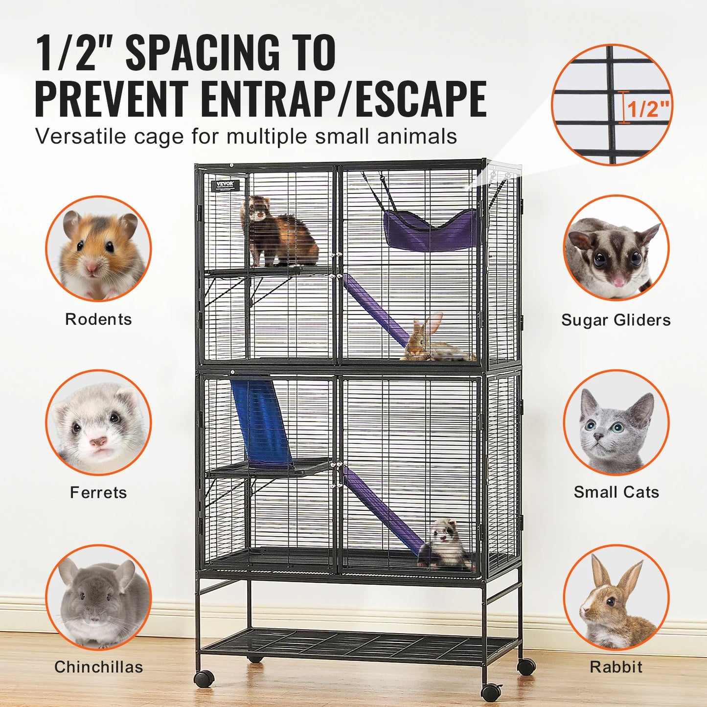 SucceBuy 4-Tier Rolling Ferret Cage Critter Nation