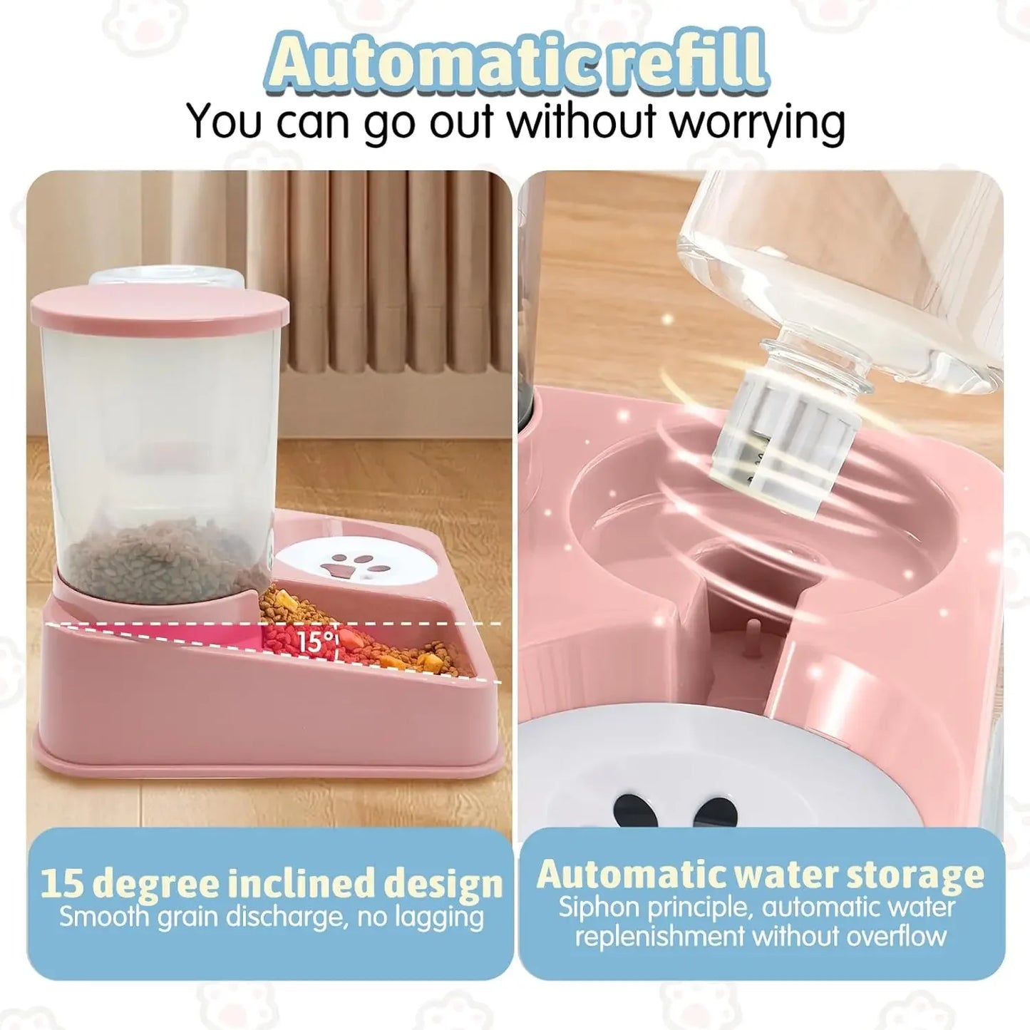 2 In 1 Automatic Cat Feeder And Water Dispenser Set
