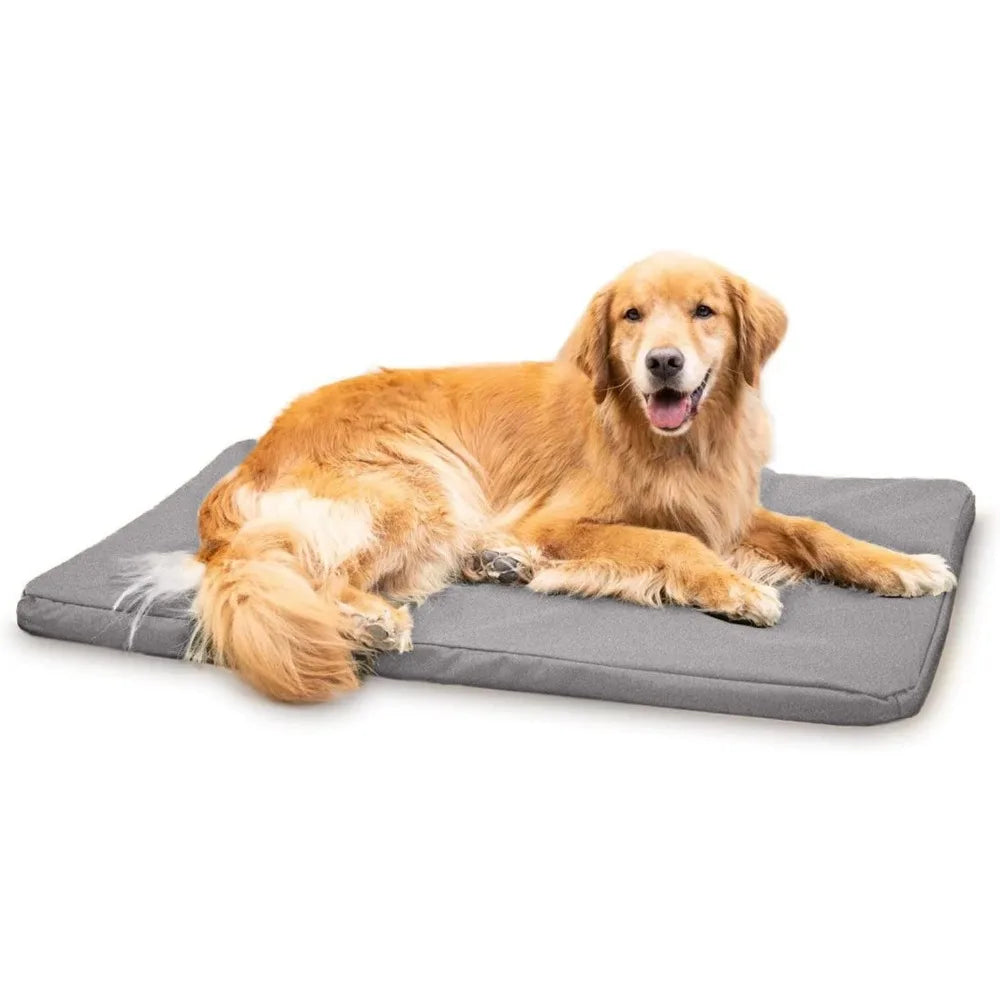 Tough Rip-Stop Orthopedic Dog Bed - Durable, Removable, Washable Cover, Kennel Pad Fits in Crate, Medium 35"x22", Light Gray Ve