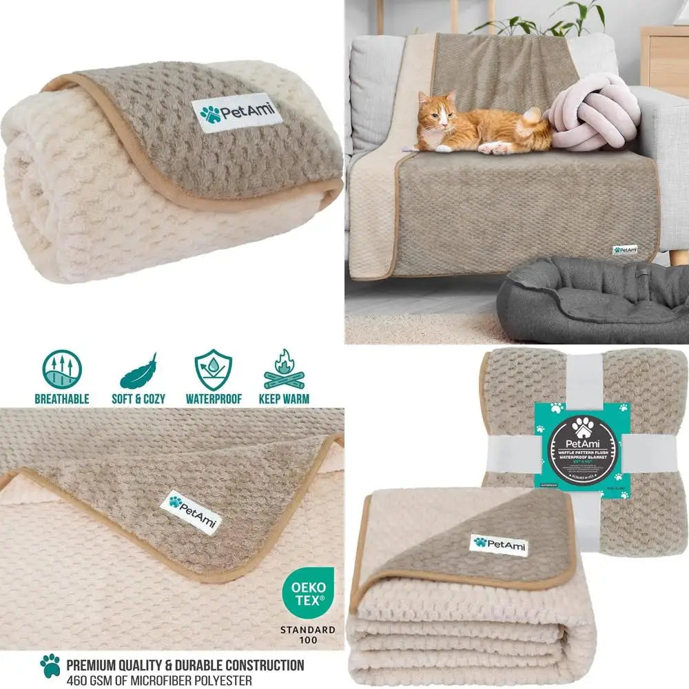 Waterproof Dog Blanket, Leakproof Puppy Blanket for Small Medium Dog, Furniture Sofa Couch Cover Protector, Fleece Pet Throw In