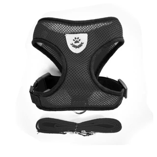 Adjustable Mesh Cat And Dog Harness With Leash Reflective