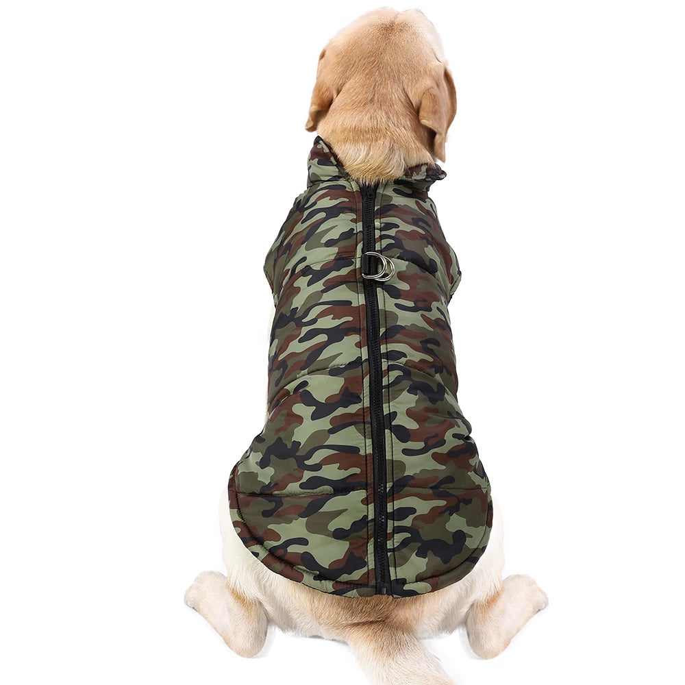 Winter Dog Clothes Coat Waterproof Puppy Cat Jacket For Large Dogs Camouflage Print Warm Windproof Pet Labrodor Apparel Costume