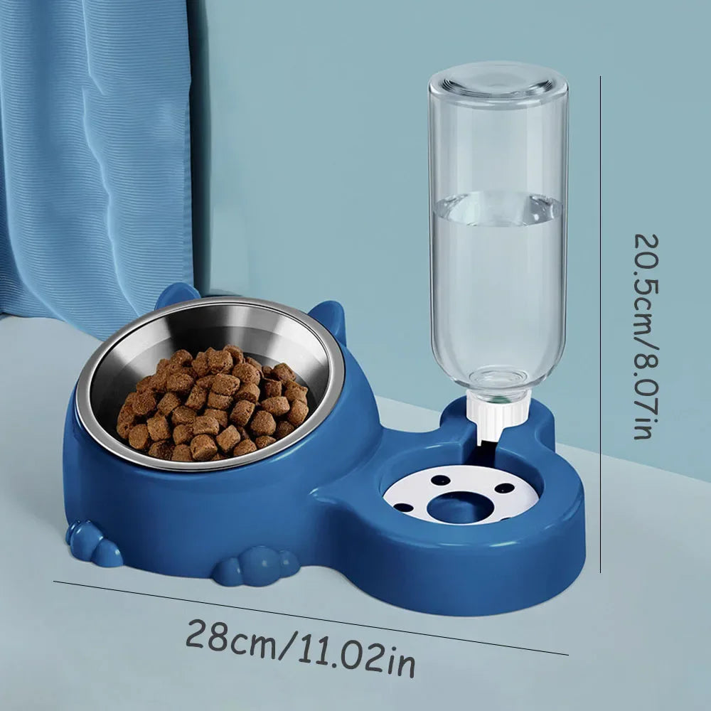 2-in-1 Stainless Steel Pet Bowl For Food And Water Anti-Spill