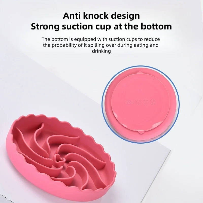 Dog Slow Feeder Food Grade Silicone Bowl With Suction Mat