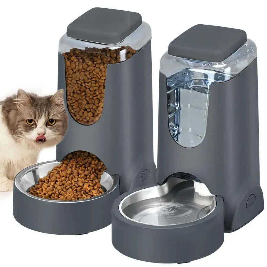 Cat And Dog Automatic Feeder Water Dispenser Stainless Steel Bowl