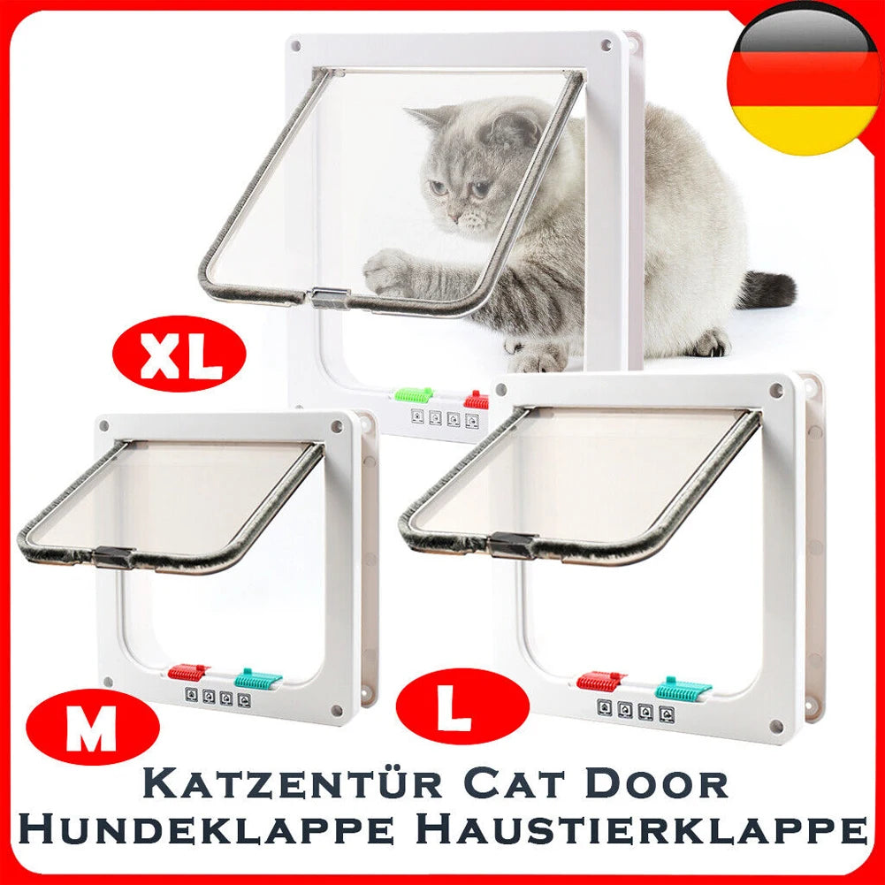 Cat Flap Door With 4 Way Lock ABS Plastic Security
