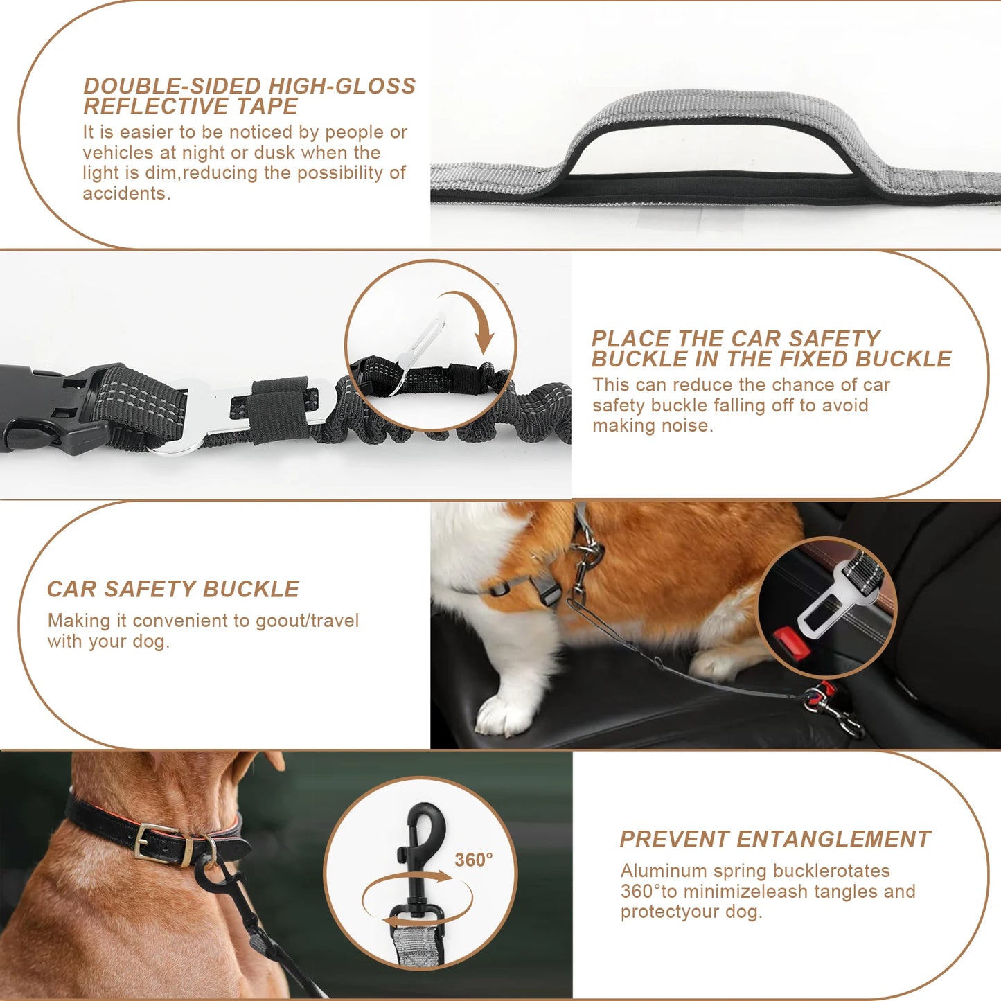 NONECN Crossbody Hands Free Dog Leash With Pouch Reflective