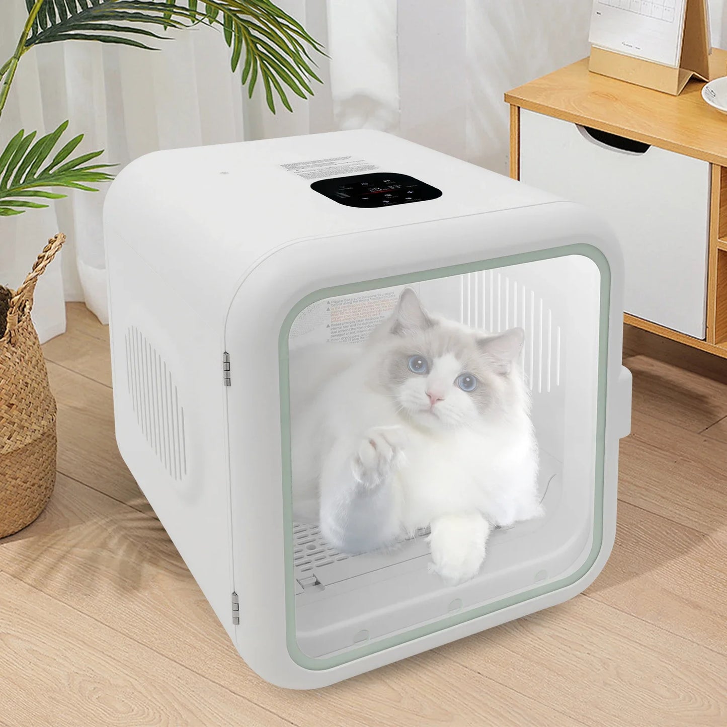 Professional Pet Dryer Box, 800W Adjustable Temperature (71-113°F) for Dogs/Cats, 35dB Quiet Operation, Fits Pets Up to 22lbs