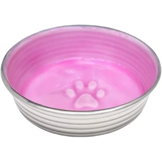 Le BOL Dog Food Bowl Enamel Ceramic Bowl No Tip Stainless Steel Pet Bowl No Skid Spill Proof (Small, Rose)