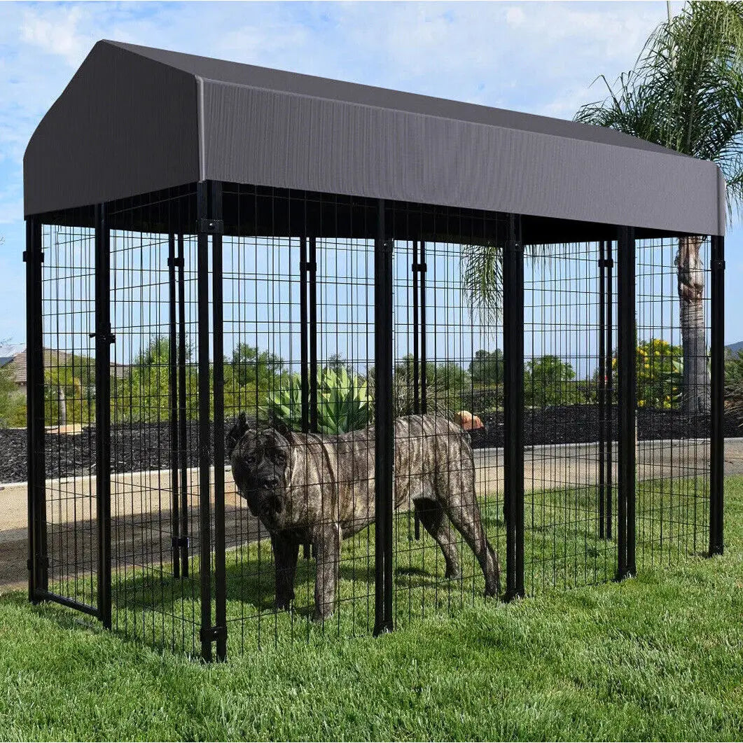 Dog Run Enclosure Playpen With Roof For Outdoor Use