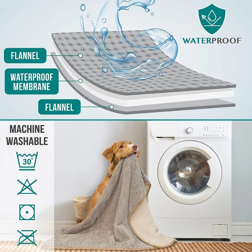 Waterproof Dog Blanket, Leakproof Puppy Blanket for Small Medium Dog, Furniture Sofa Couch Cover Protector, Fleece Pet Throw In