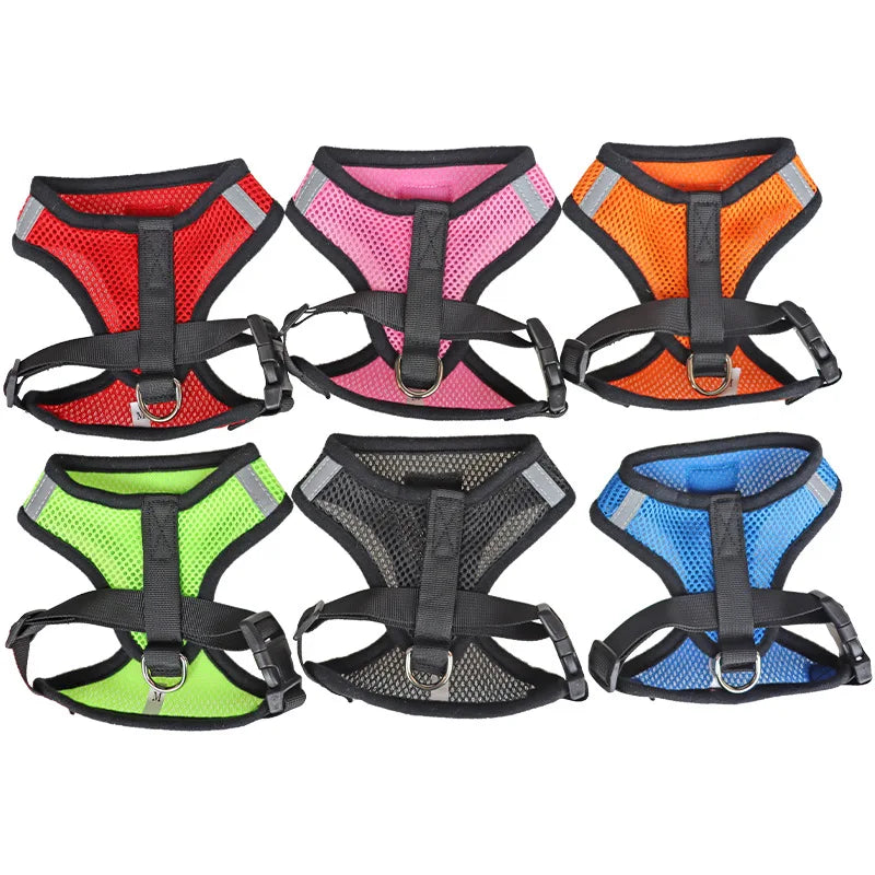 Adjustable Mesh Cat And Dog Harness With Leash Reflective