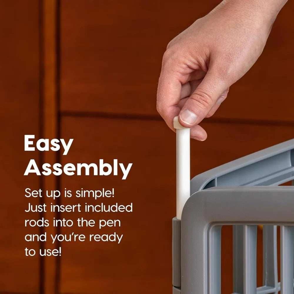 Dog Playpen, 8-Panel 34 Pet Playpen with Door, Puppy Playpen, Indoor/Outdoor Dog Pen, 63 x 63 x 34, Foldable, Customizable