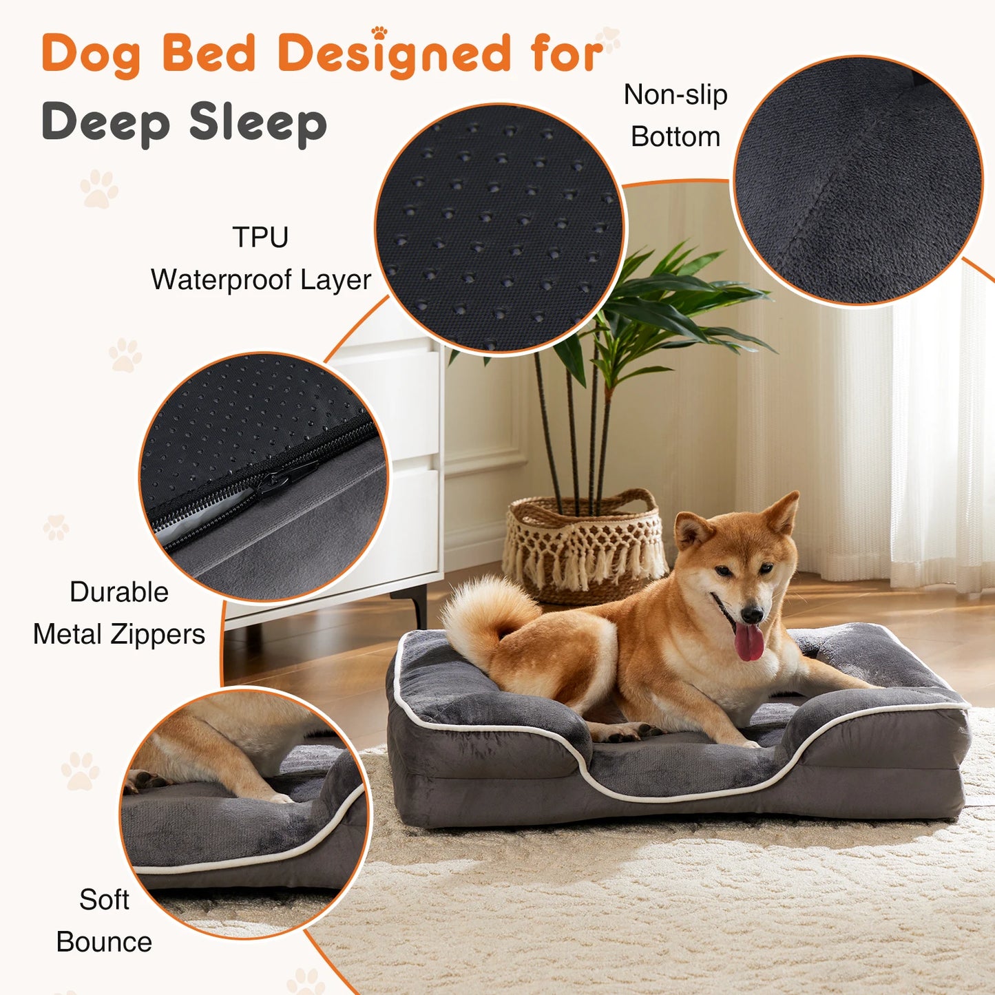 JHKCN Orthopedic Memory Foam Bed for Small Dogs and Cats