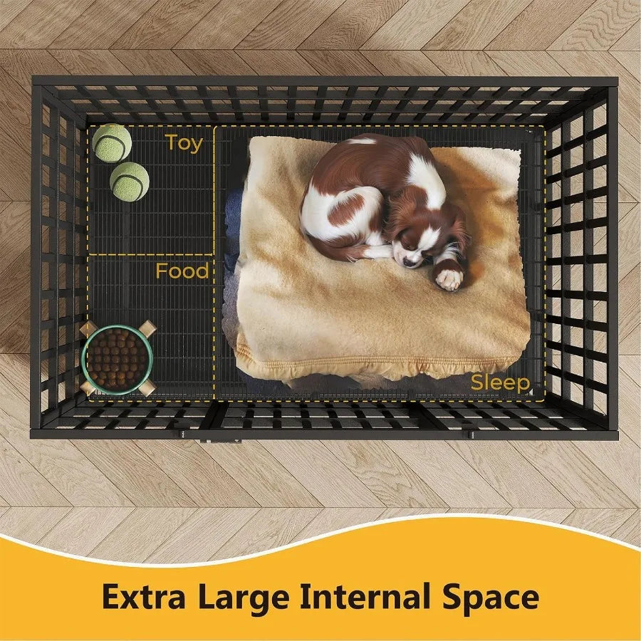 Heavy Duty Indestructible XL Dog Crate With Wheels Escape Proof