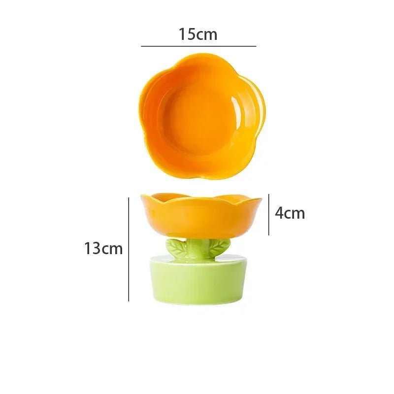 2023 Cute Pet Bowl Creative Flower-Shaped Bowl Cat Food Ceramics Water Bowl Pet Accessories For Cats Pet Products