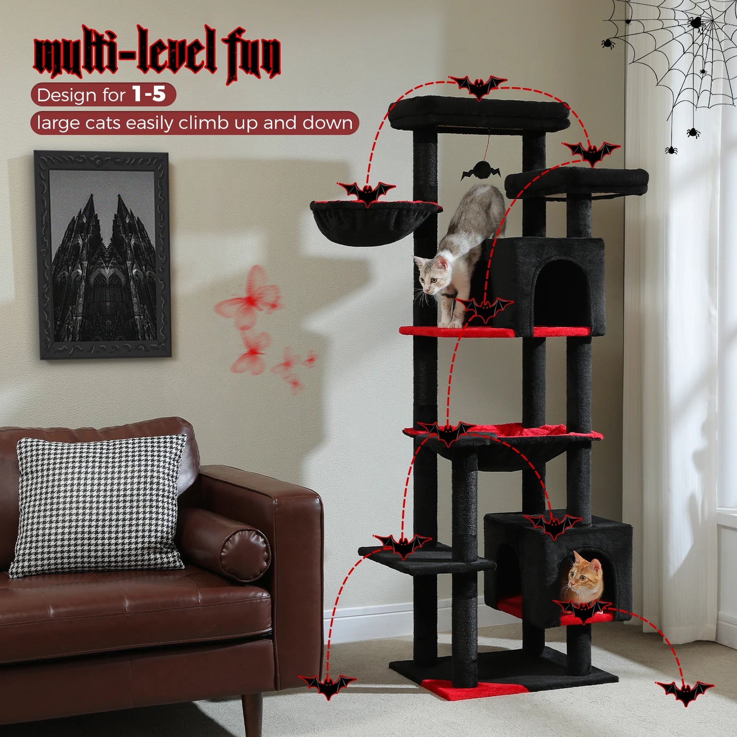 PEQULTICN Cat Tree Indoor Cats With Scratching Posts Hammock