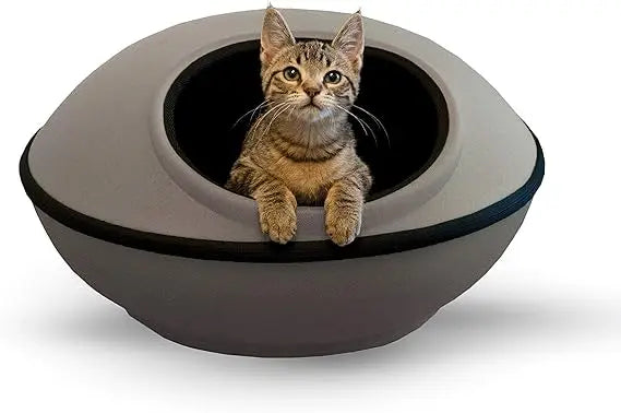 K&H Pet Products Heated Cat Bed for Large Cats, Thermo-Kitty Mod Dream Pod Heated Cat Cave Tent House Bed for Indoor, Warming, W