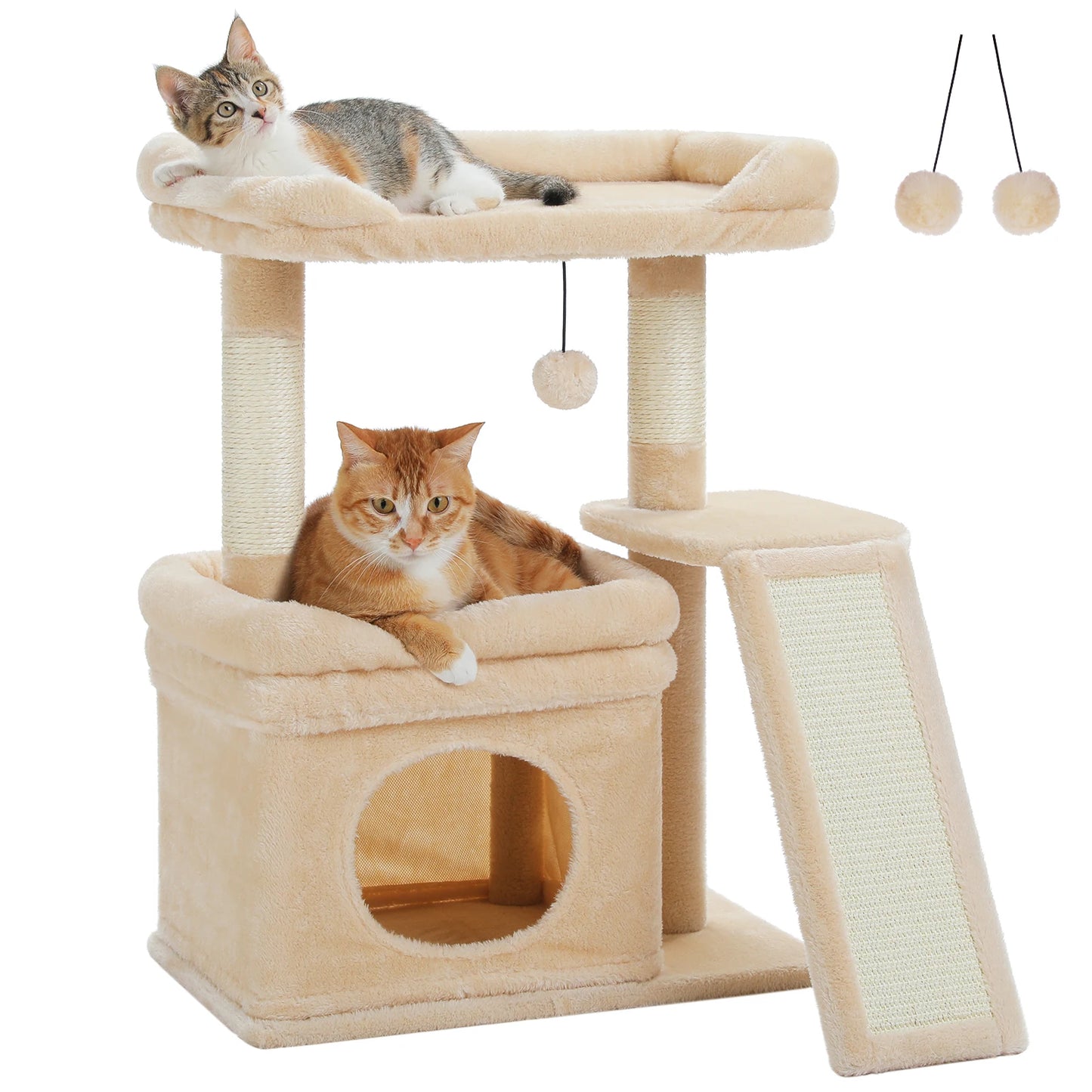 Small Cat Tree for Indoor Cat Tower with Sisal Scratching Post and Pad Wide Top Perch Large Cat Condo Cat Scratchers Cat Toys