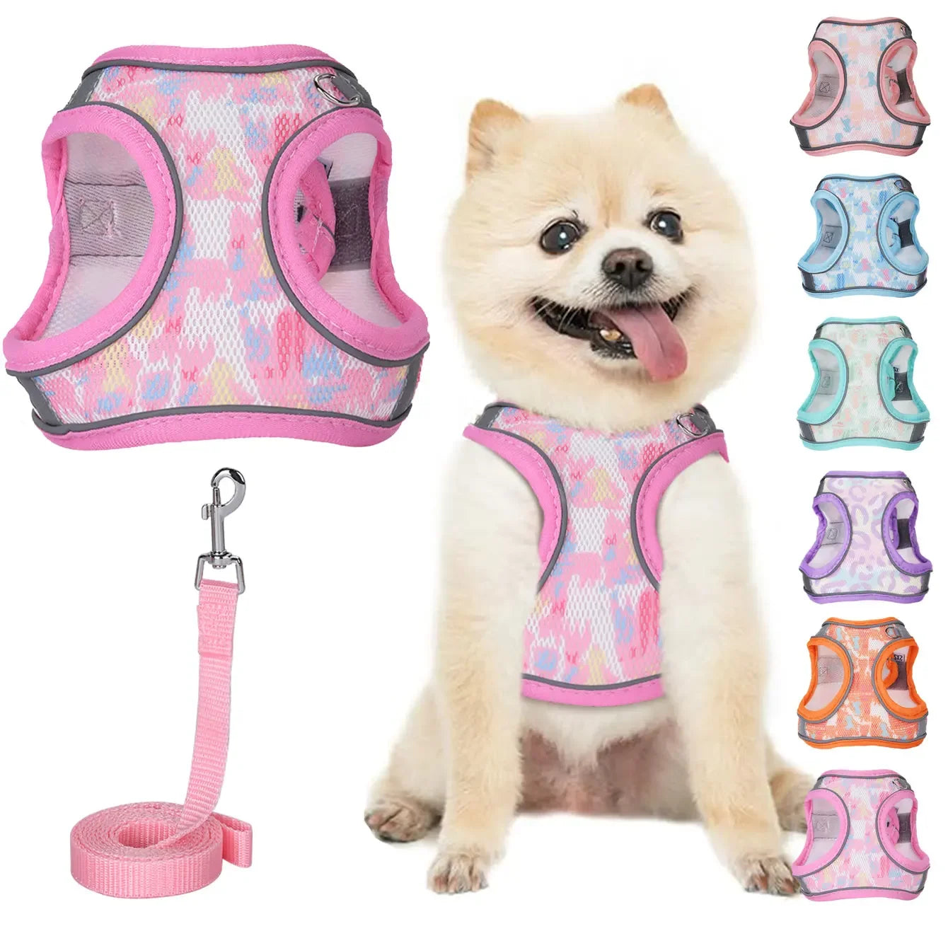 HP214 All-Season Durable Mesh Harness With Leash For Pets