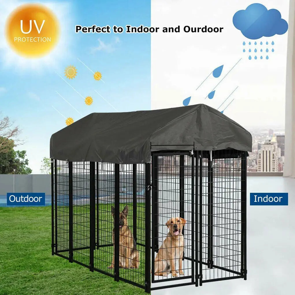 Dog Run Enclosure Playpen With Roof For Outdoor Use