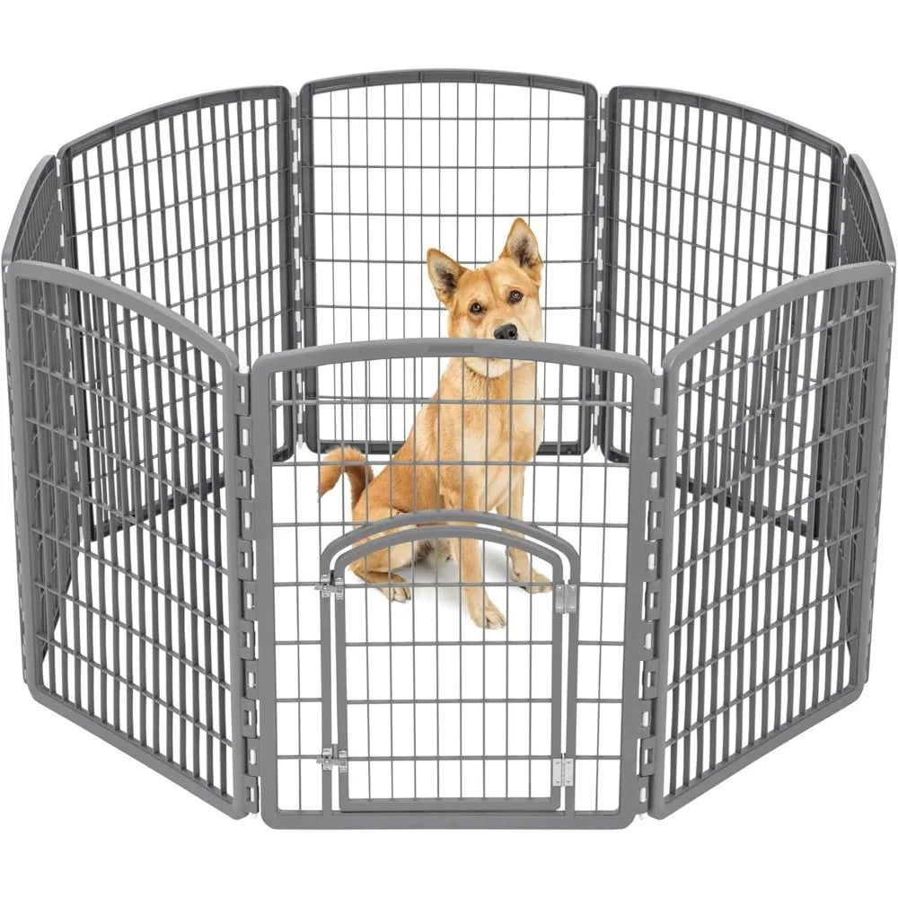 Dog Playpen, 8-Panel 34 Pet Playpen with Door, Puppy Playpen, Indoor/Outdoor Dog Pen, 63 x 63 x 34, Foldable, Customizable