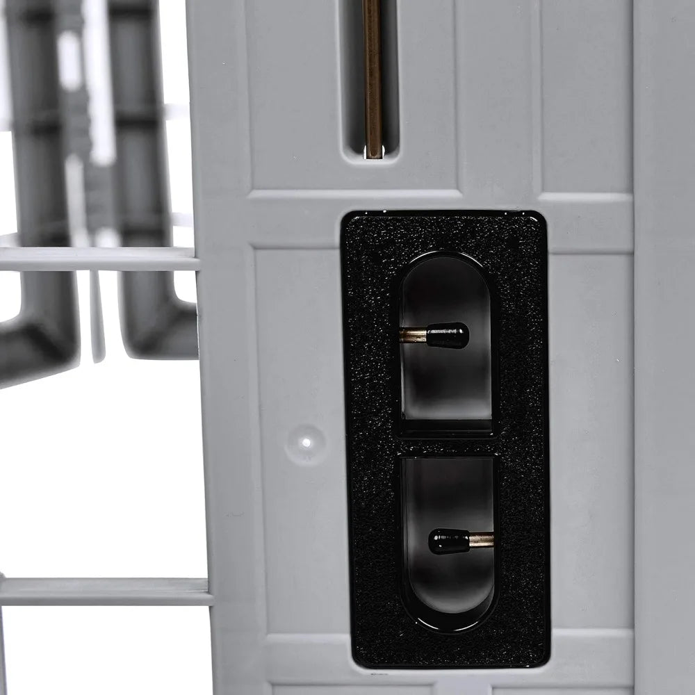 8-Panel Octagonal Plastic Pet Pen Fence Enclosure With Gate, 28 inches, Grey