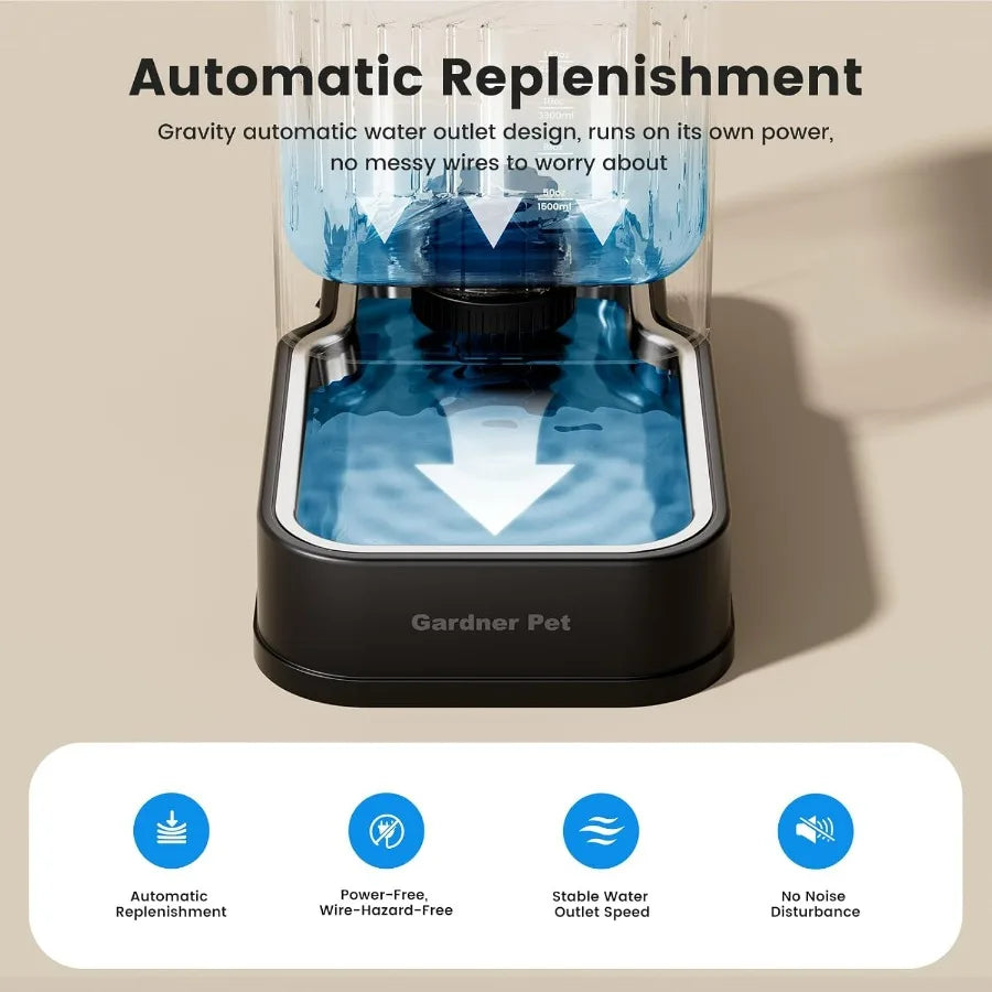 Automatic Dog Water Dispenser with Gravity Feeding System and Stainless Steel Bowl for Large Pets 6.5L HighCapacity BPAFree Wat