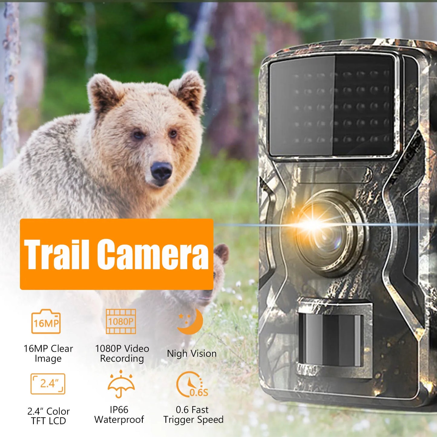 game camera 1080P Hunting Camera 2.0in LCD 16MP Infrared Night Vision Mobile Monitoring IP66 Waterproof Trail Camera