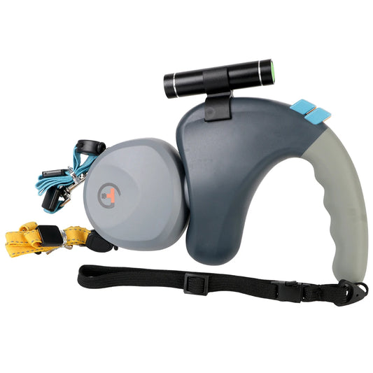 Double Dog Leash With Light Retractable Dual Rope Premium