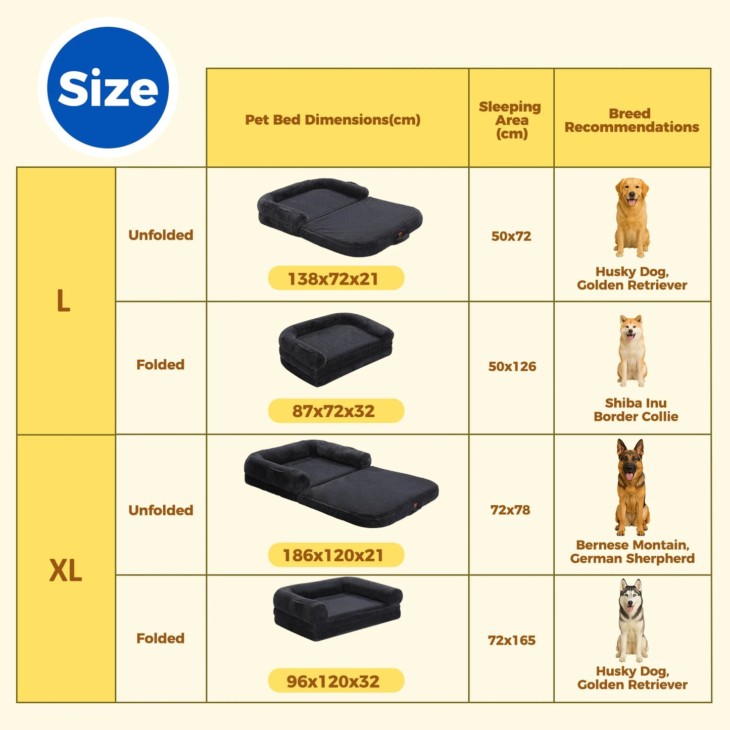PAWZ Road Foldable Plush Dog Bed Washable Non Slip