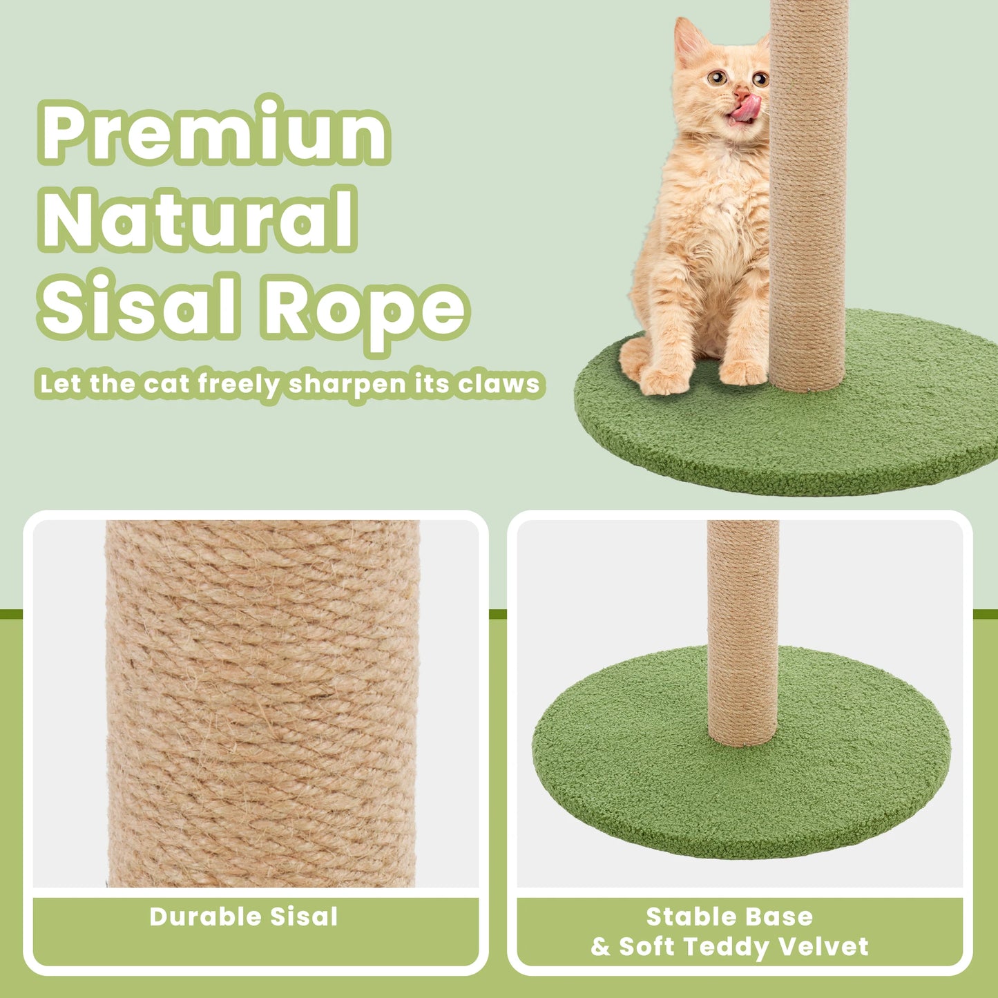 JHK 33in Tall Cat Scratching Post with Dangling Ball for Indoor Cats Palm Tree Cat Scratch Post for Kittens with Sisal Post