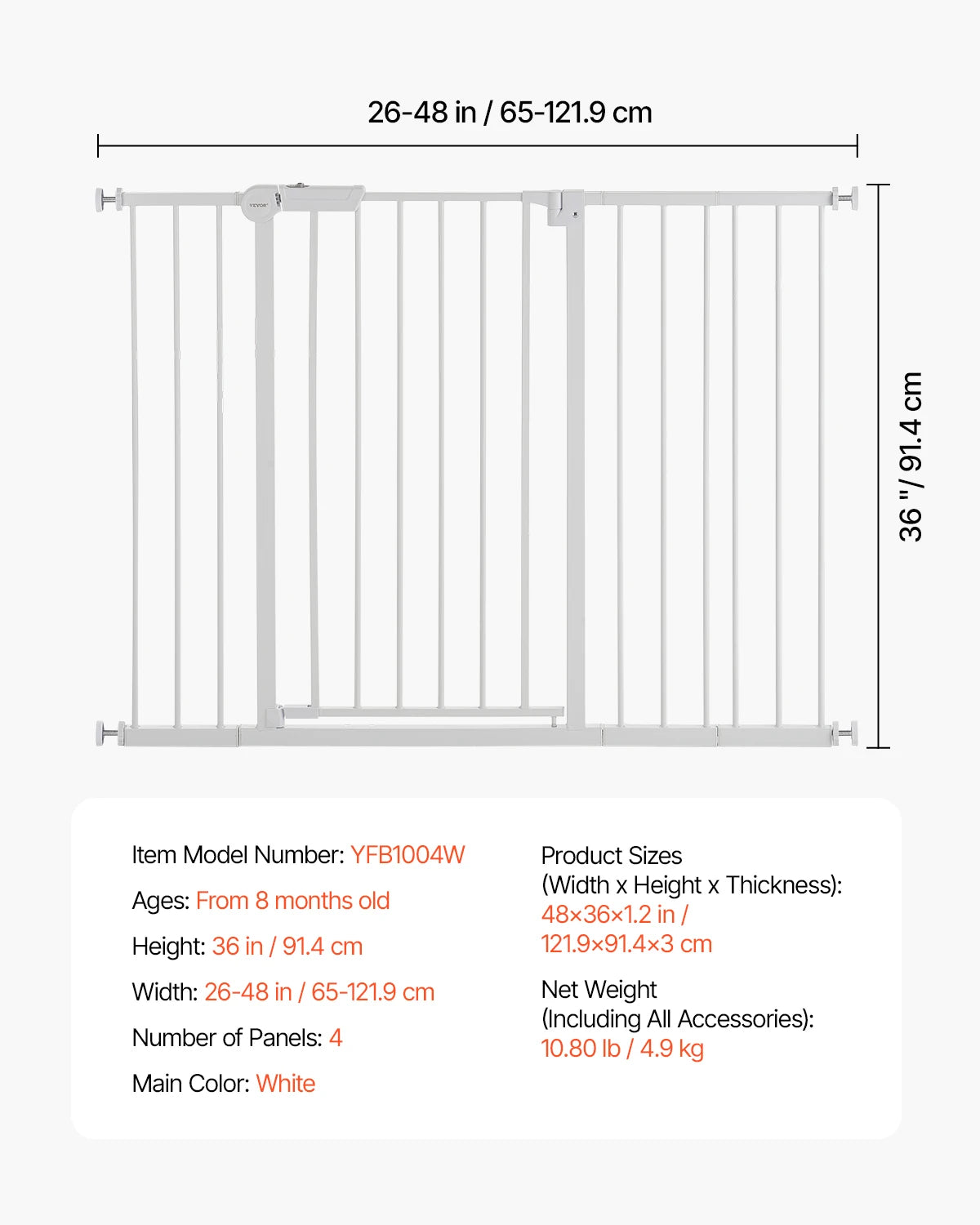 SucceBuy Baby Gate Walk Through Pressure Mount Pet Safety