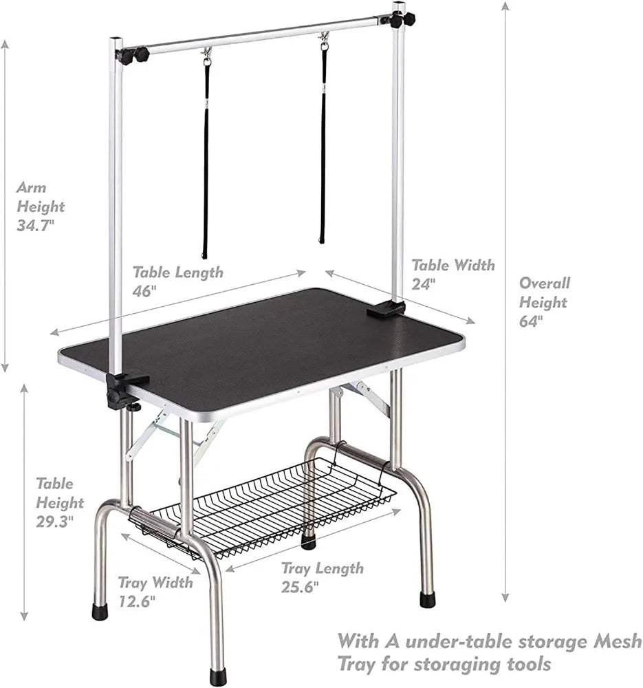 Dog Grooming Table Foldable With Adjustable Arm Noose