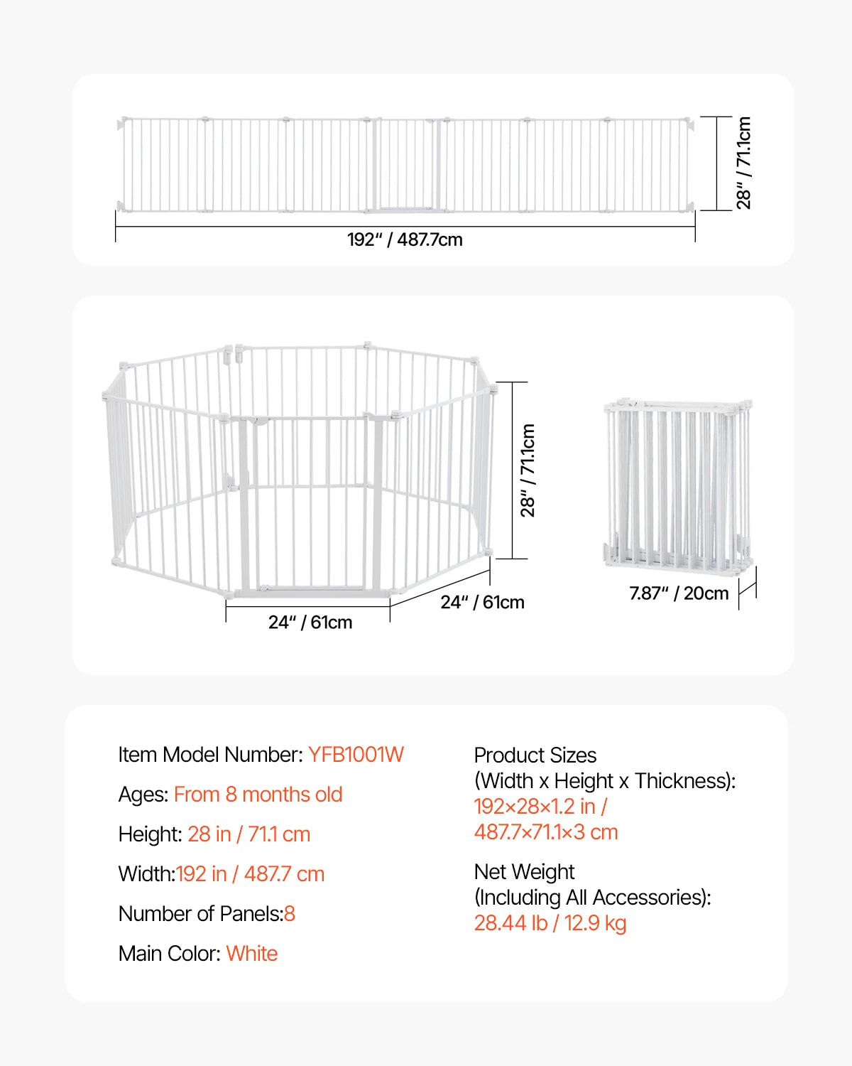 SucceBuy Baby Gate Walk Through Pressure Mount Pet Safety