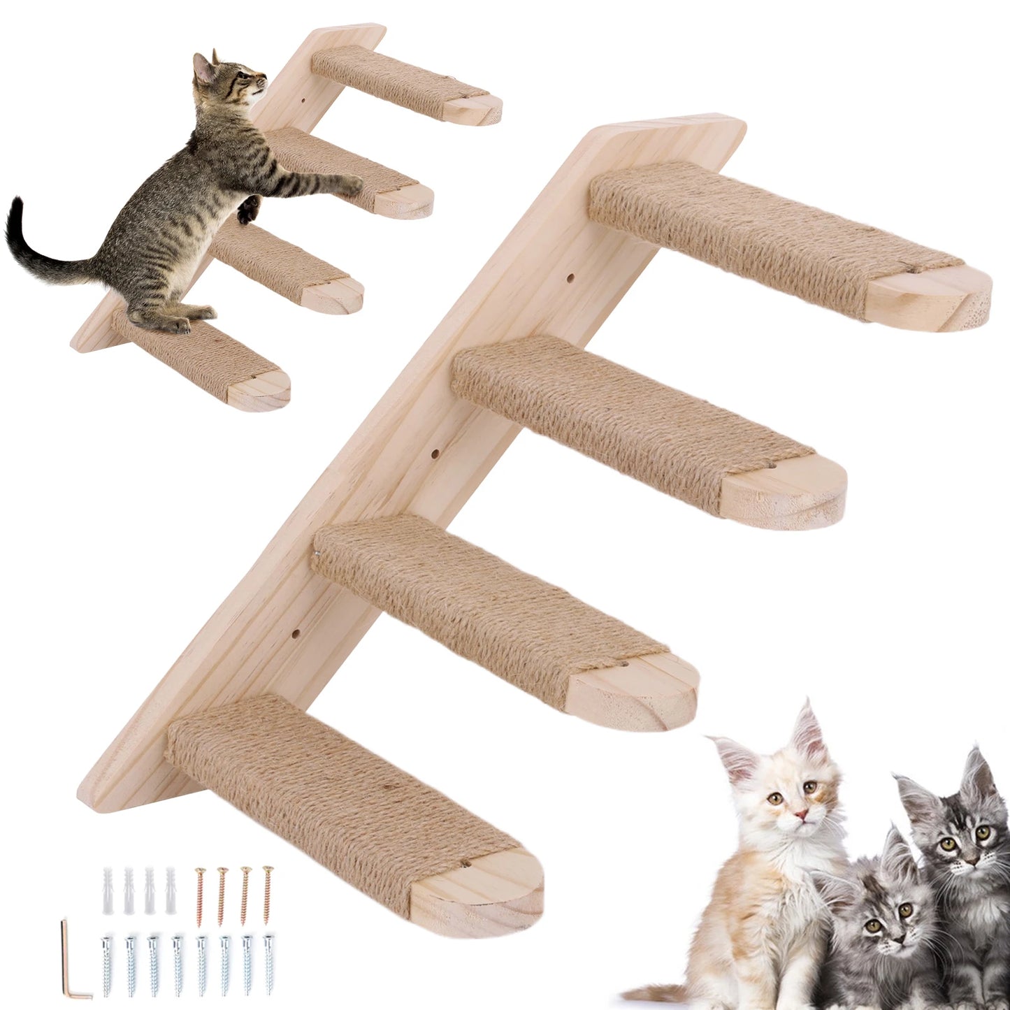 Cat Wall Shelves Wall Mounted Cat Climbing Ladder Four Step Cat Climbing Frame Cat Tree Supplies