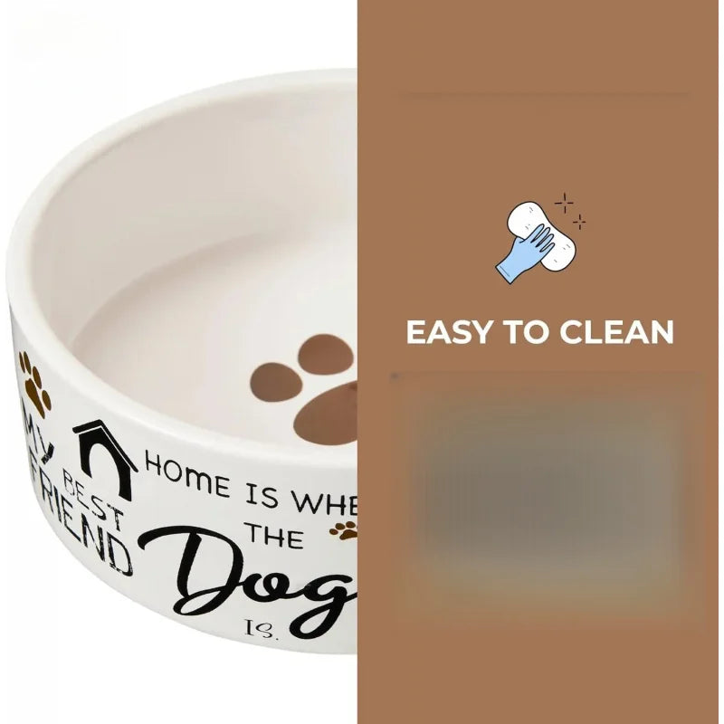 I Love Dogs Dish -Round Ceramic Food/Bowl with High Walls Pets, Dishwasher Safe, Small Dogs, Cats, Reptiles,