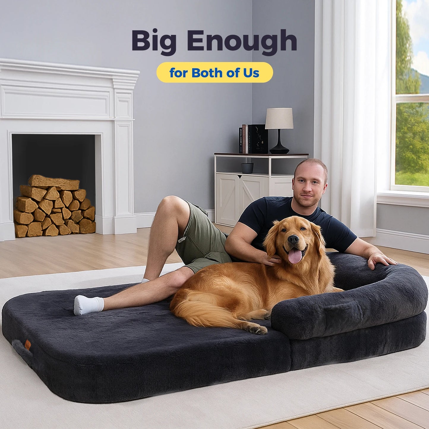 PAWZ Road Foldable Plush Dog Bed Washable Non Slip