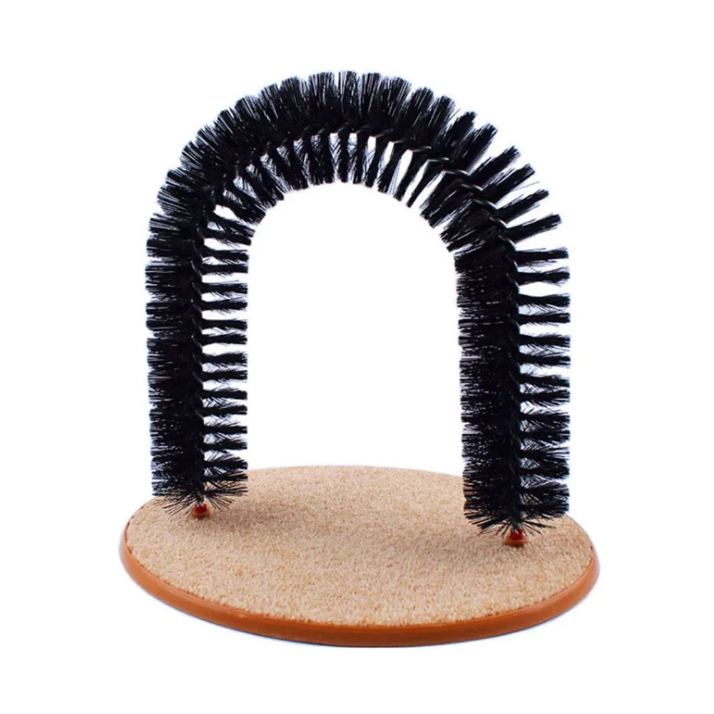 Fur Grooming Cat Toy Cat Arch Self Groomer Massager Brush Interactive Kitten Toys Cat Rubbing Post for Indoor Kitten & Small Dog