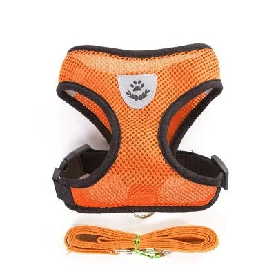 Adjustable Mesh Cat And Dog Harness With Leash Reflective