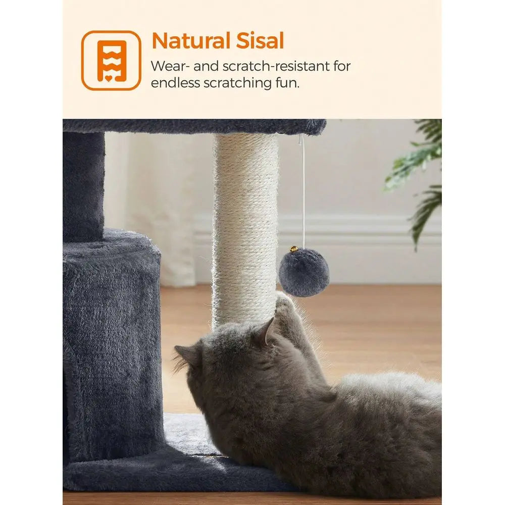 XMSJ Cat Tree Tower With Sisal Covered Scratching Post