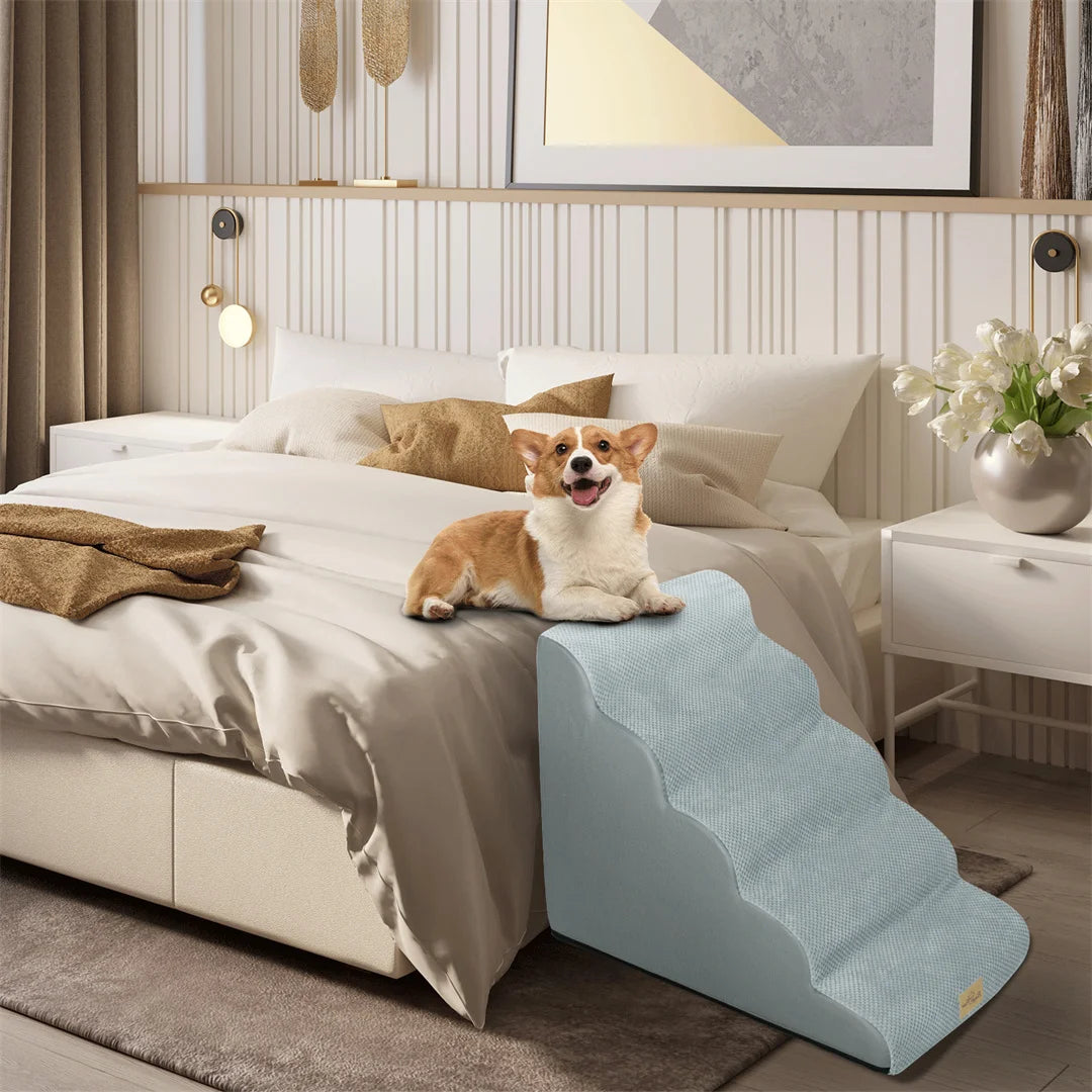 Dog Stairs For High Beds, High-Density Foam With Removable Cover