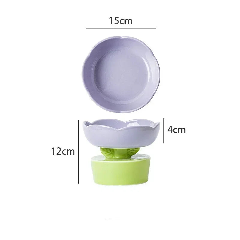 2023 Cute Pet Bowl Creative Flower-Shaped Bowl Cat Food Ceramics Water Bowl Pet Accessories For Cats Pet Products