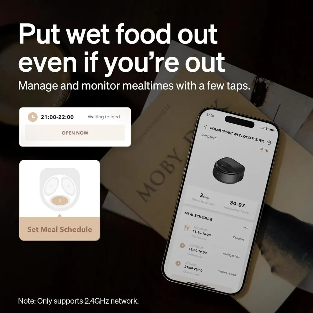 BEST SALE-Automatic Cat Feeder Wet Food w/Stainless Steel Bowl, Refrigerated Auto Cat Feeder w/Semiconductor Cooling,Easy to Cle