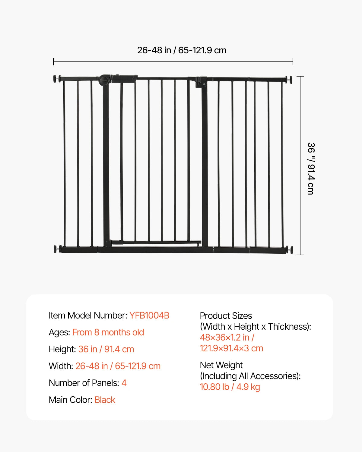 SucceBuy Baby Gate Walk Through Pressure Mount Pet Safety