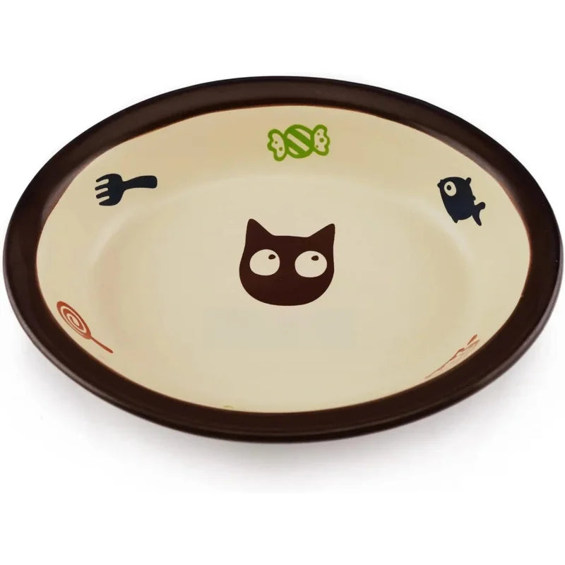Oval Ceramic Food Bowl,Cute Cartoon Pattern, Dog& Basic , Small Pet Feeding Dishes , Kitten, , Dishw