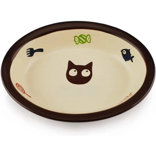 Oval Ceramic Food Bowl,Cute Cartoon Pattern, Dog& Basic , Small Pet Feeding Dishes , Kitten, , Dishw