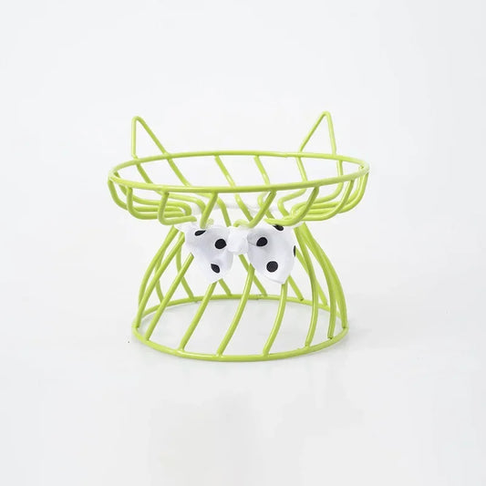 Cat Bowl Ceramic High-Foot Neck Guard Food Bowl Shallow Mouth Large Caliber Pet Food Bowl